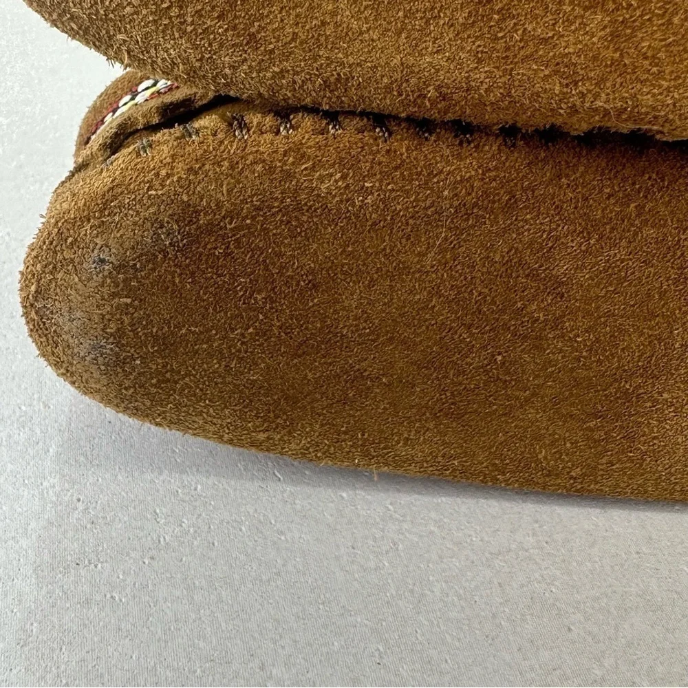 MINNETONKA Moccasins Suede Braid Bootie Brown Infant Size 6 Boots Leather